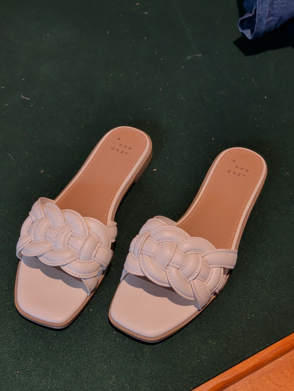 a new day Cream Braided Slide Sandals